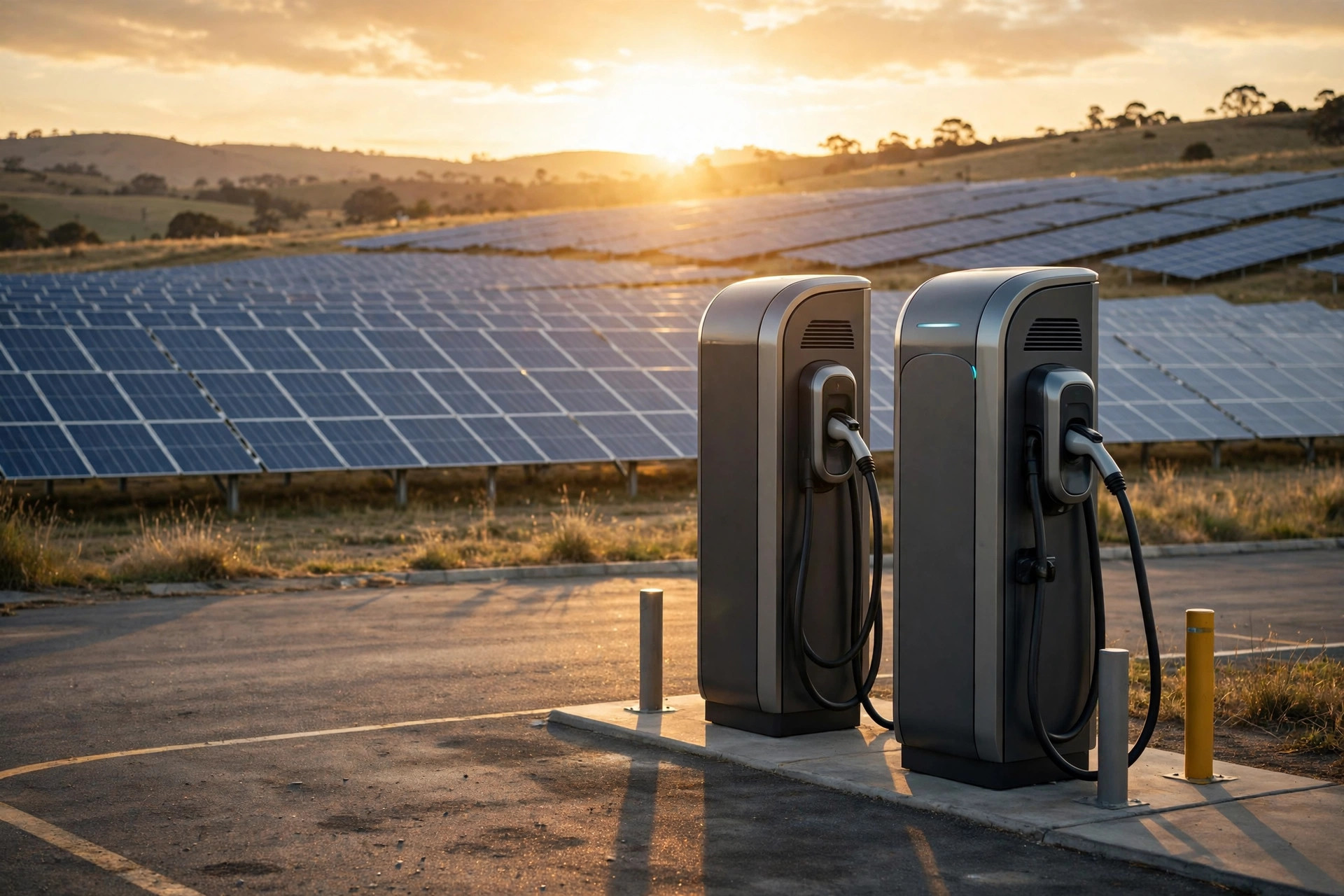 EV fast charging station and solar panels